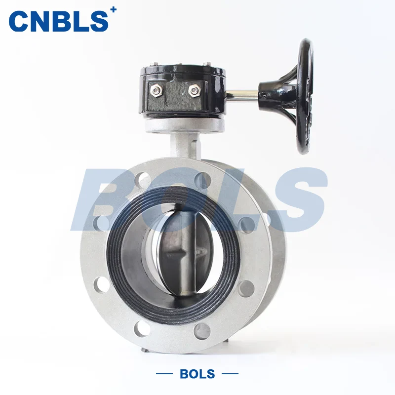 Válvulas borboleta de metal com vedação rígida tipo wafer acionadas por engrenagem helicoidal de aço inoxidável
